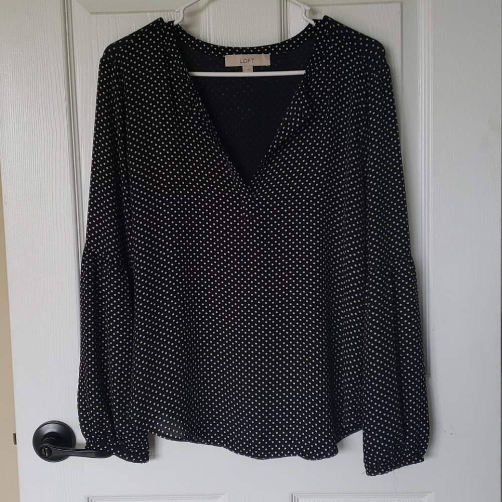 NWOT LOFT Polka-dot Bell Sleeve Blouse